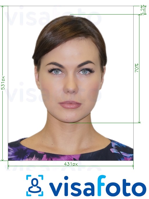 Пример за снимка за Бразилия Паспорт онлайн 431x531 px с точна спецификация за размер