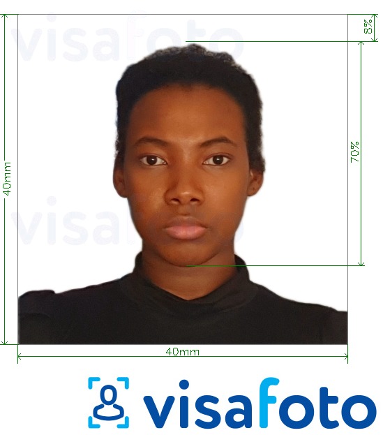 Пример за снимка за Електронна виза в Конго (Бразавил) с точна спецификация за размер