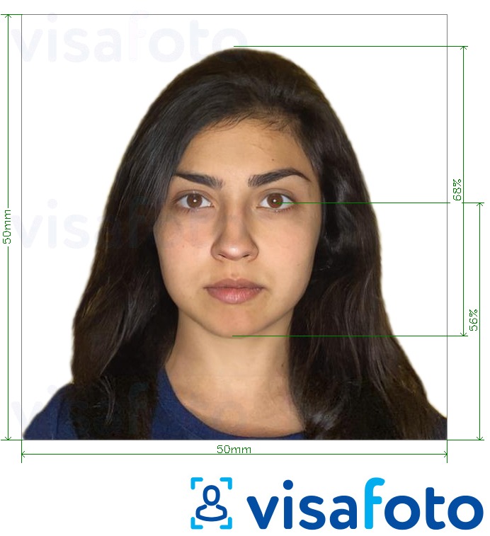 Пример за снимка за Чили Visa 5x5 cm с точна спецификация за размер