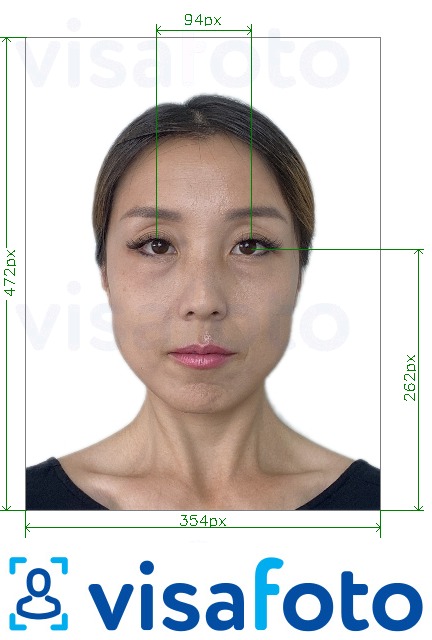 Пример за снимка за Китай 354x472 пиксела с очи на напречни линии с точна спецификация за размер