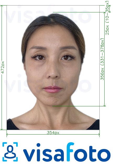 Пример за снимка за Китайски паспорт онлайн 354x472 пиксела с точна спецификация за размер