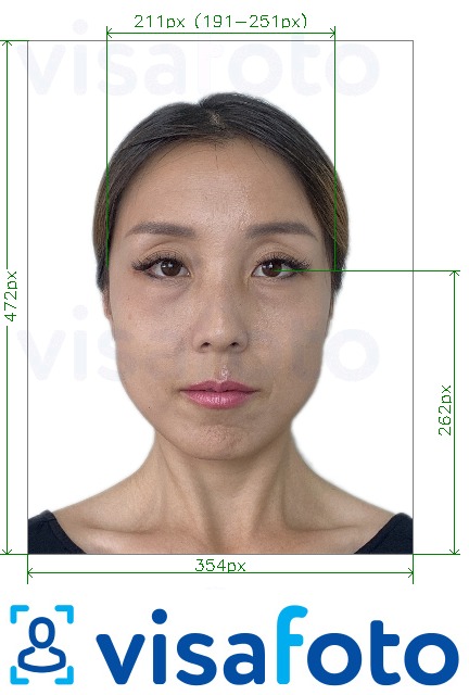 Пример за снимка за Китайски паспорт онлайн 354x472 пиксела стар формат с точна спецификация за размер