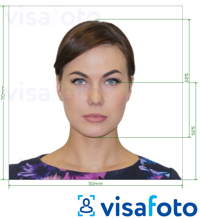 Пример за снимка за Паспорт на Чешката република 5x5cm (50x50mm) с точна спецификация за размер