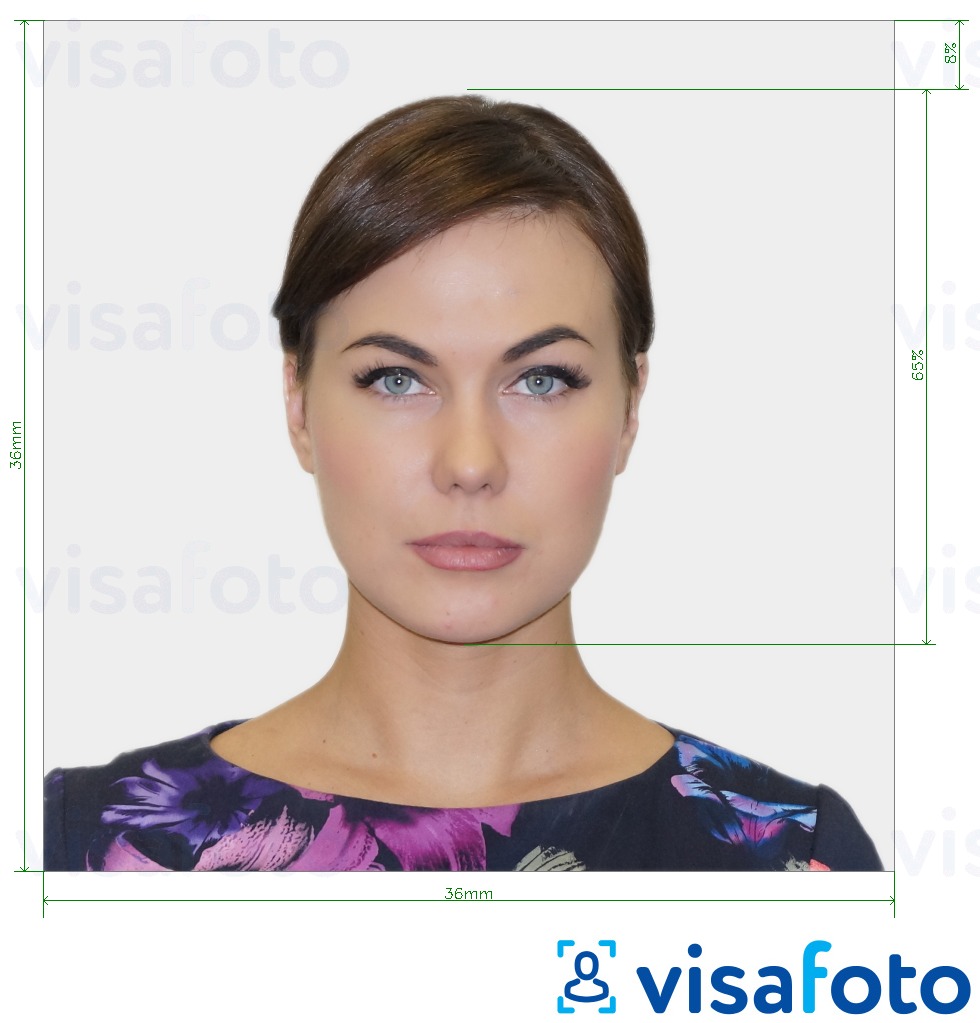 Пример за снимка за Гръцка лична карта 3.6x3.6 см (36x36 мм) с точна спецификация за размер