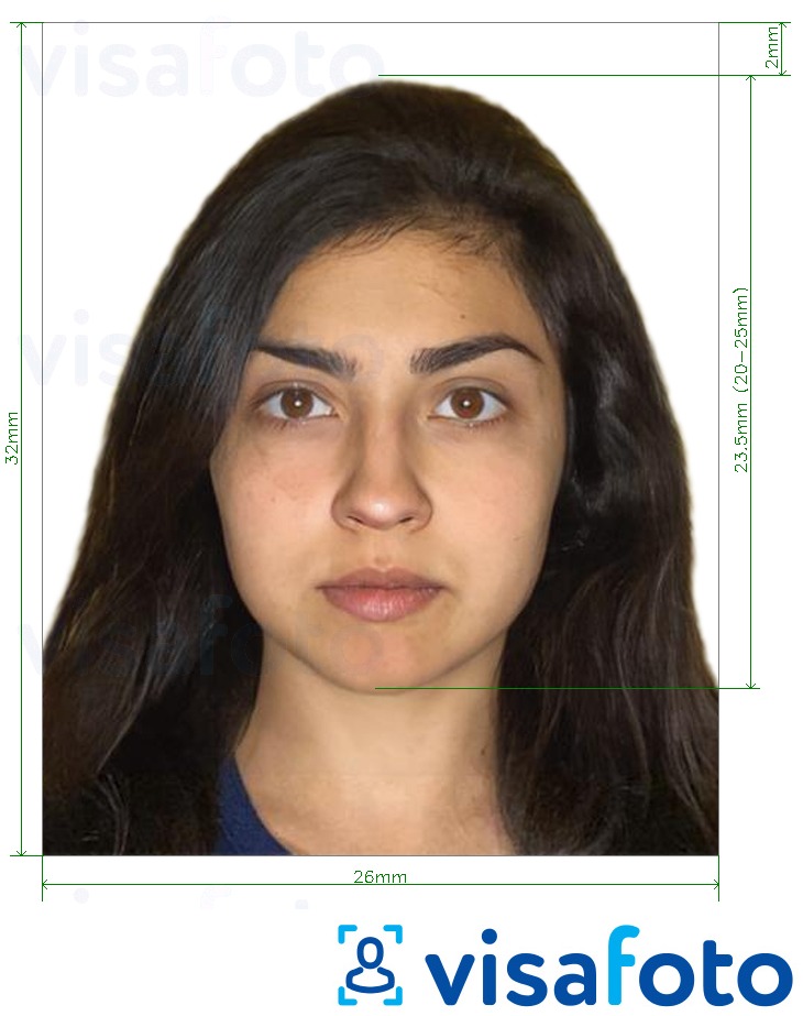 Пример за снимка за Паспорт на Гватемала 2,6х3,2 см с точна спецификация за размер