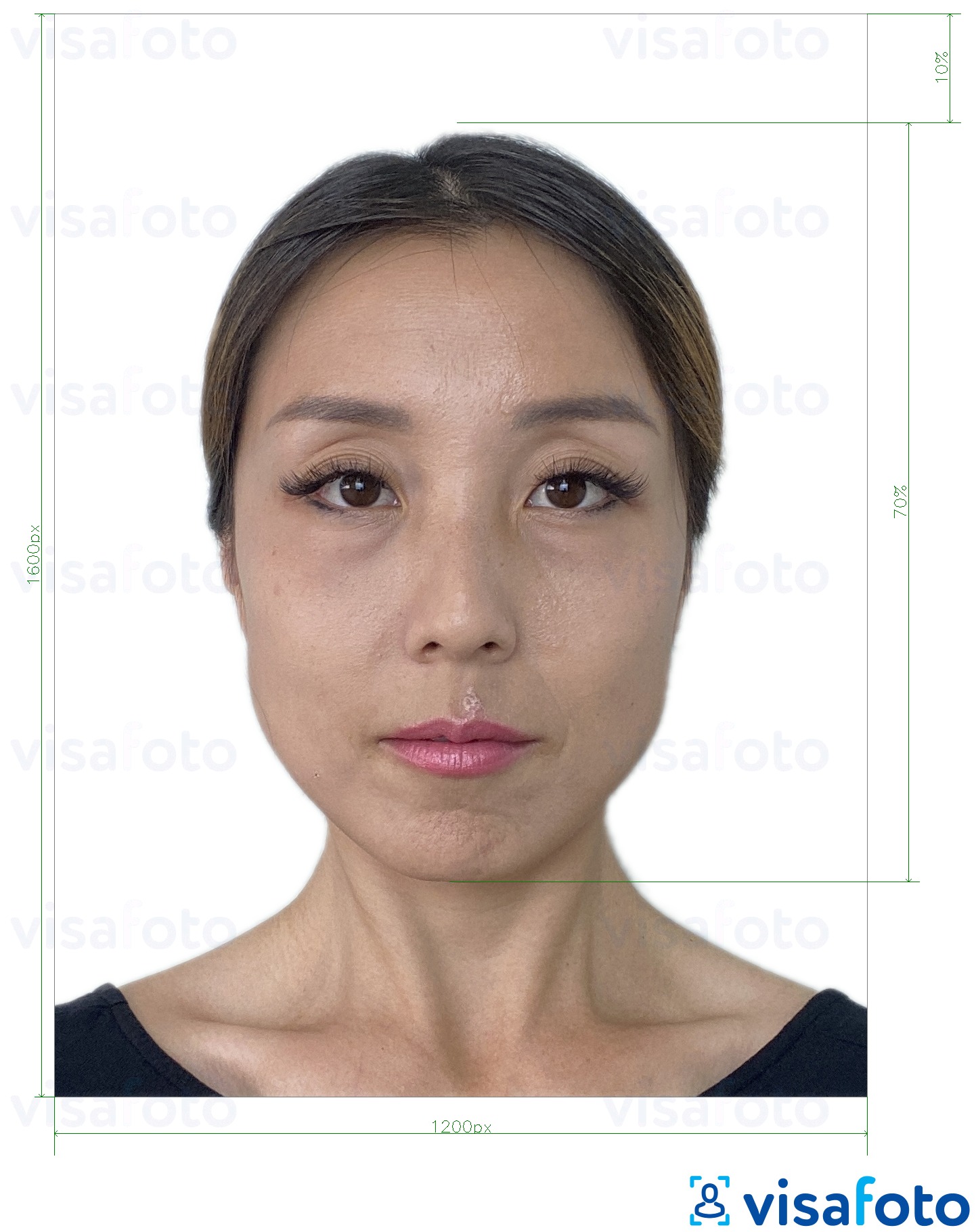 Пример за снимка за Онлайн е-паспорт на Хонг Конг 1200x1600 пиксела с точна спецификация за размер