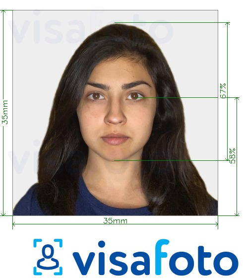Пример за снимка за Индия FRRO (регистрация на чужденци) 35x35 mm онлайн с точна спецификация за размер