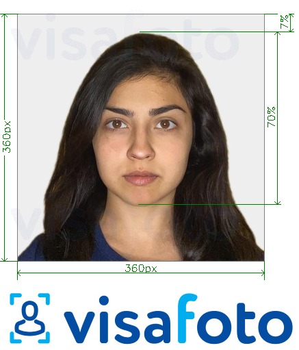 Пример за снимка за Индия OCI паспорт 360x360 - 900x900 пиксела с точна спецификация за размер