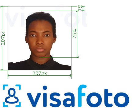 Пример за снимка за Кенийска виза 207x207 пиксела с точна спецификация за размер