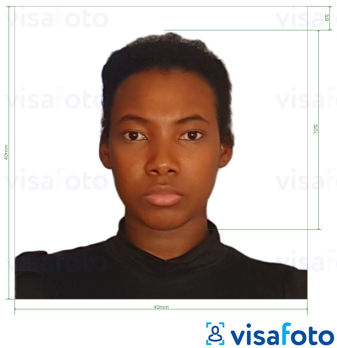 Пример за снимка за Мадагаскарски паспорт 40х40 мм с точна спецификация за размер
