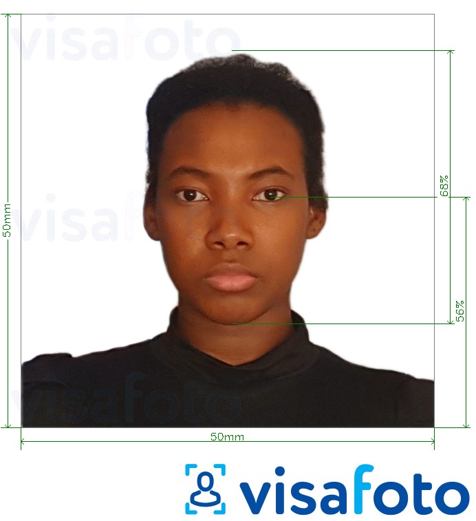 Пример за снимка за Мадагаскарска виза 5x5 cm (50x50 mm) с точна спецификация за размер