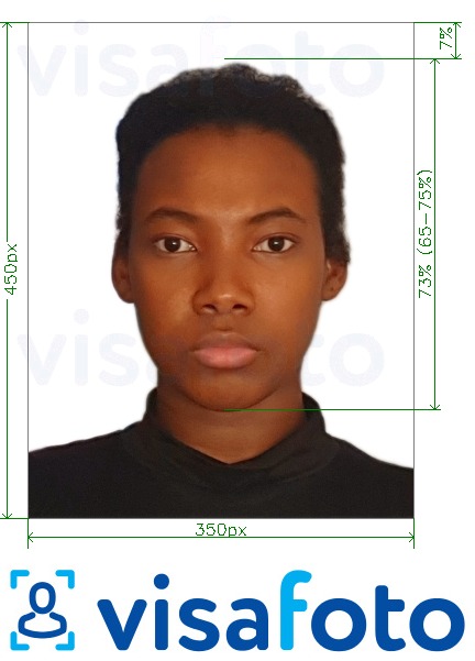 Пример за снимка за Онлайн виза за Нигерия 200-450 пиксела с точна спецификация за размер