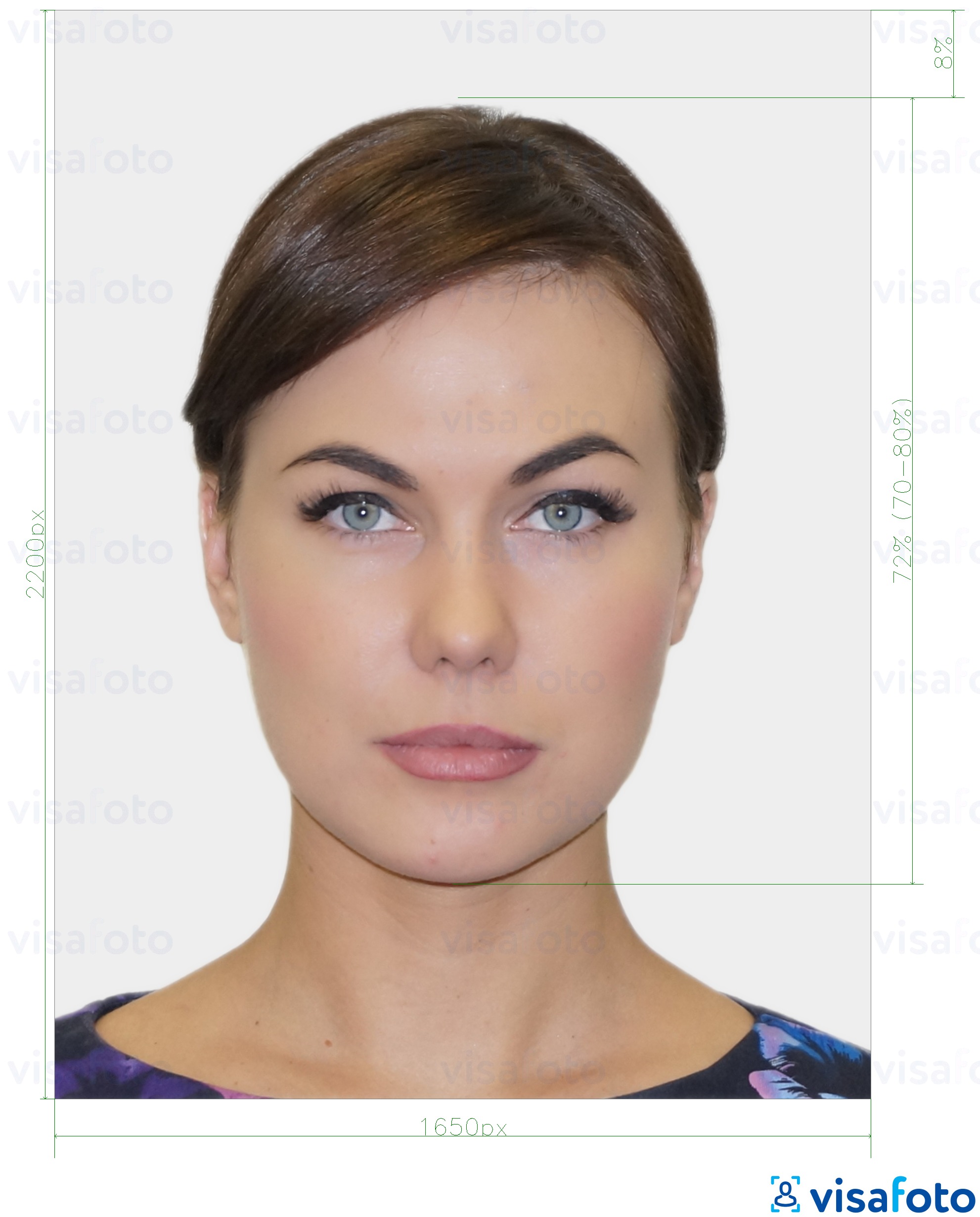 Пример за снимка за Виза Нова Зеландия онлайн 900x1200 с точна спецификация за размер