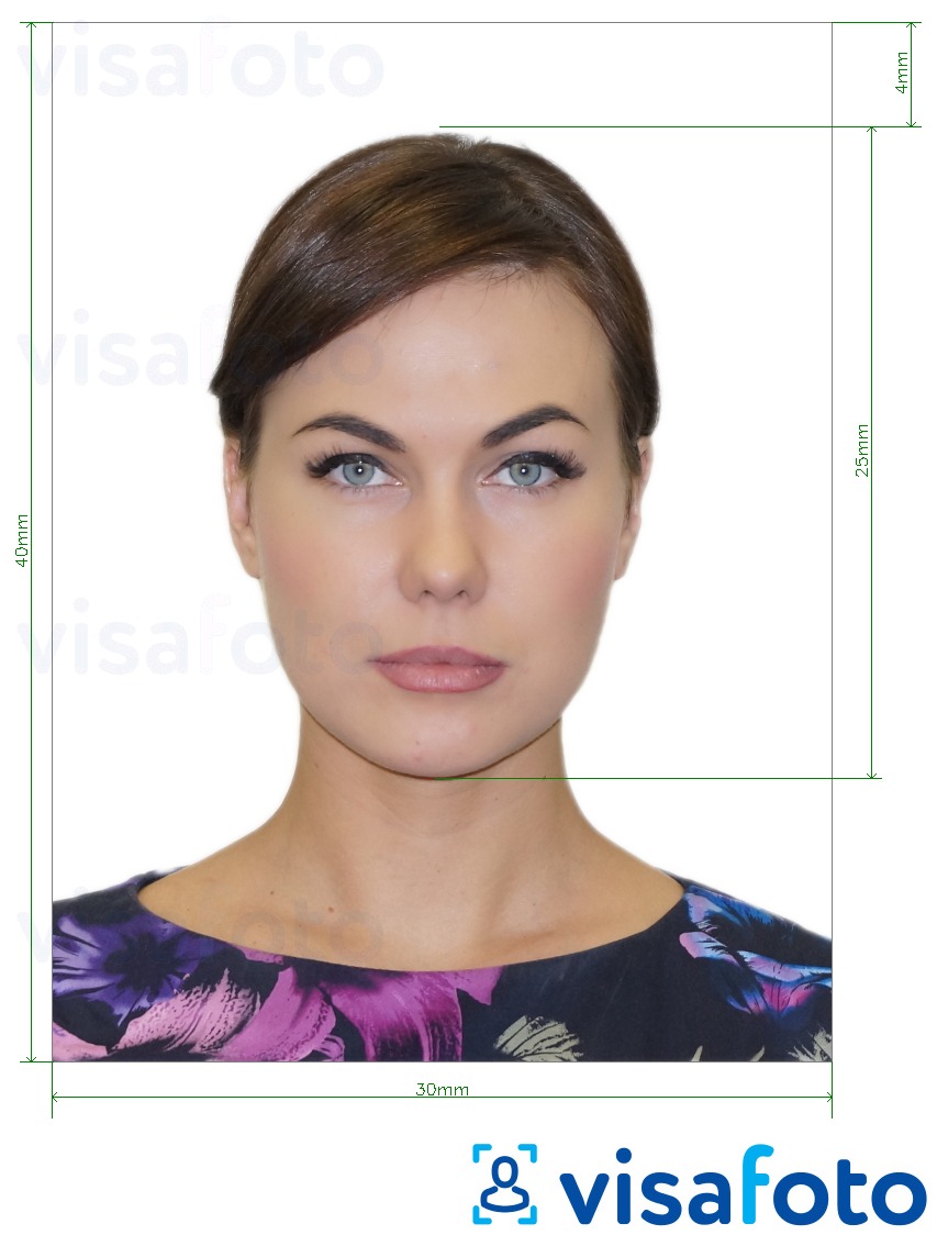 Пример за снимка за Русия Ловна лицензия 3x4 см с точна спецификация за размер