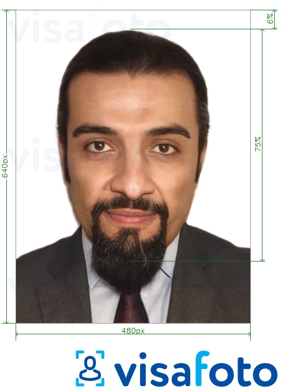 Пример за снимка за Саудитска Арабия Лична карта Absher 640x480 пиксела с точна спецификация за размер