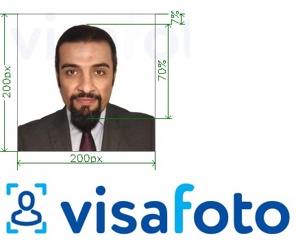 Пример за снимка за Електронна виза за Саудитска Арабия онлайн чрез enjazit.com.sa с точна спецификация за размер