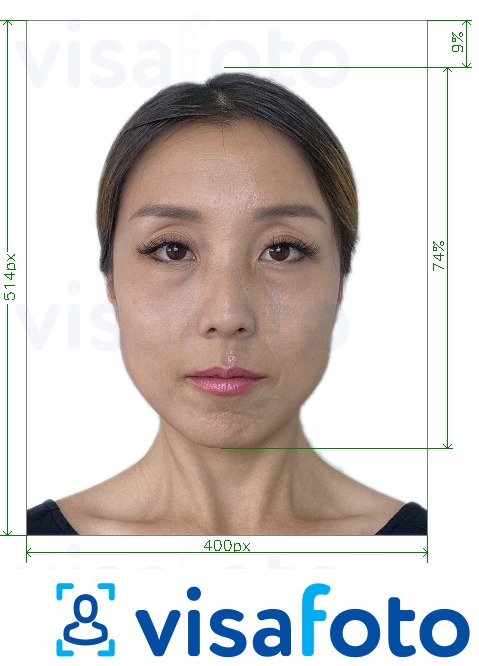 Пример за снимка за Сингапурска виза онлайн 400x514 пиксела с точна спецификация за размер