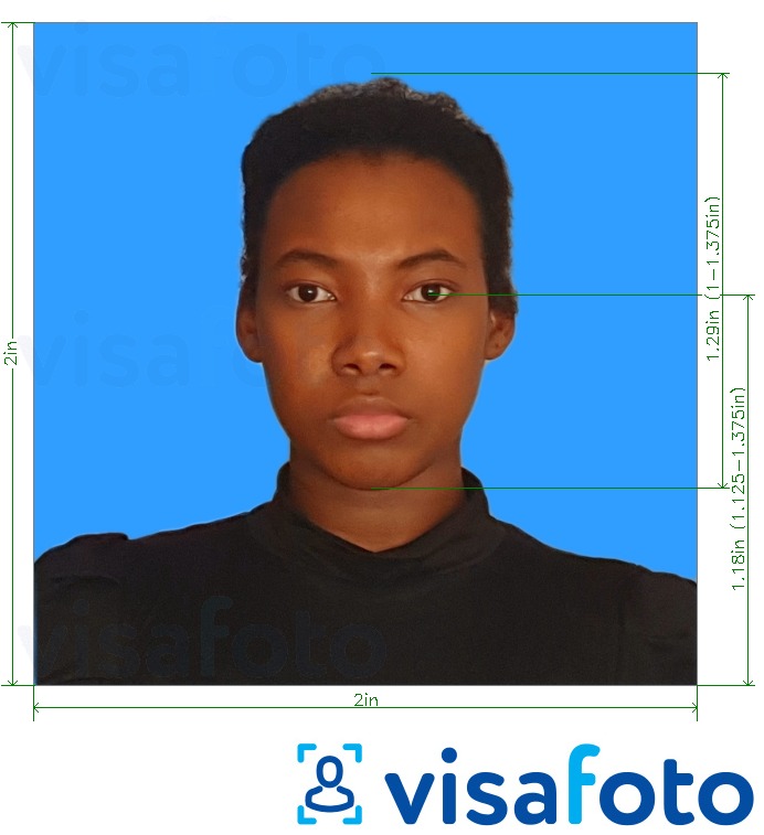 Пример за снимка за Танзания Azania Bank 2x2 инча син фон с точна спецификация за размер