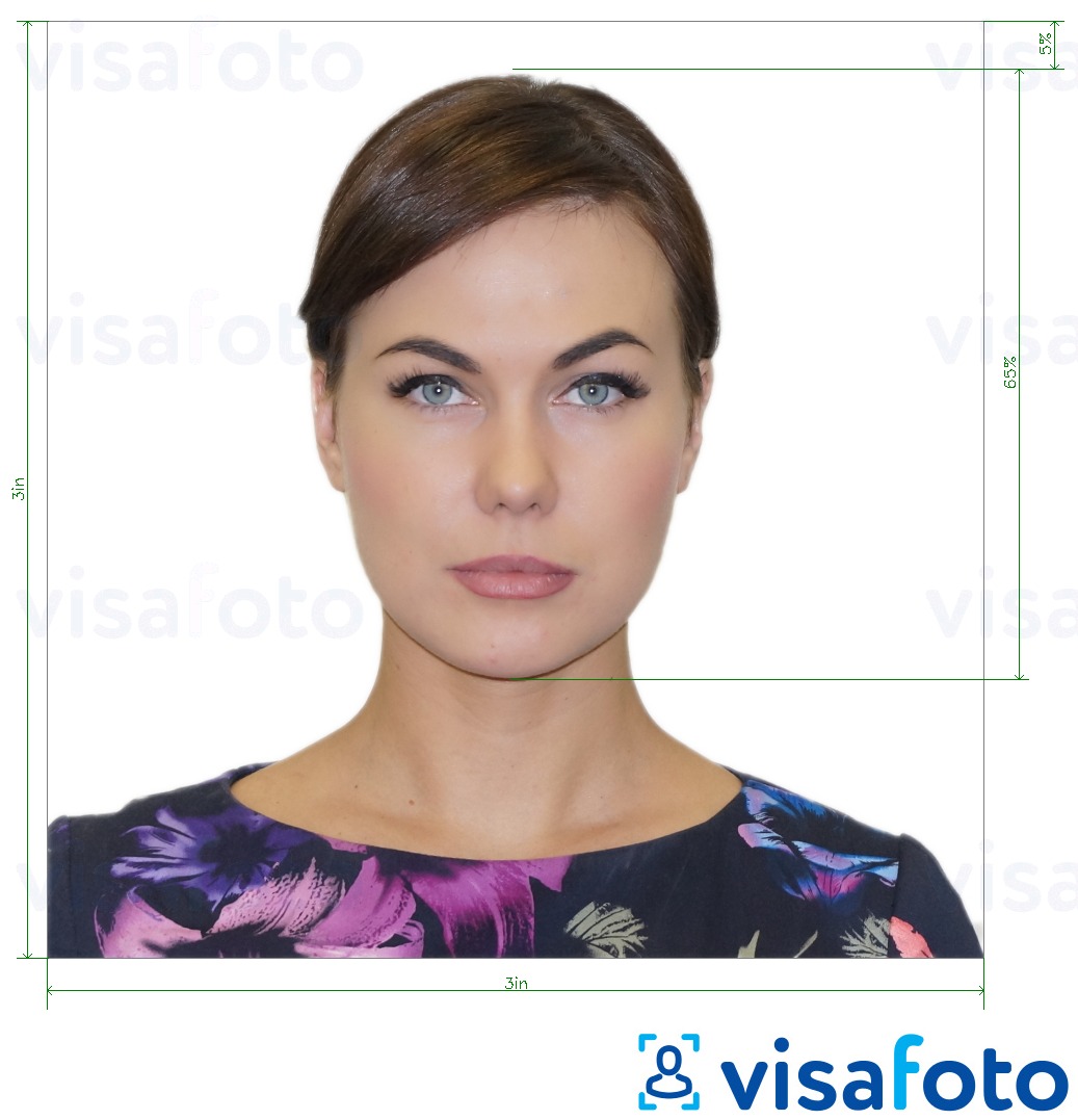 Пример за снимка за USA CCHI ID значка 3x3 инча с точна спецификация за размер