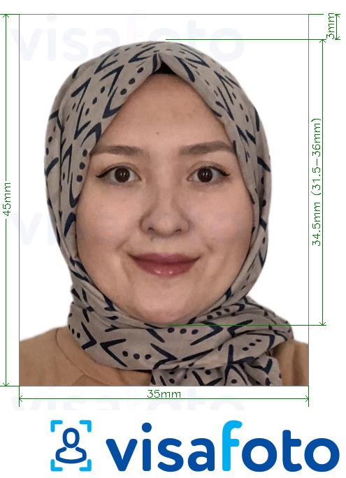 Пример за снимка за Узбекистански паспорт 35х45 мм с точна спецификация за размер